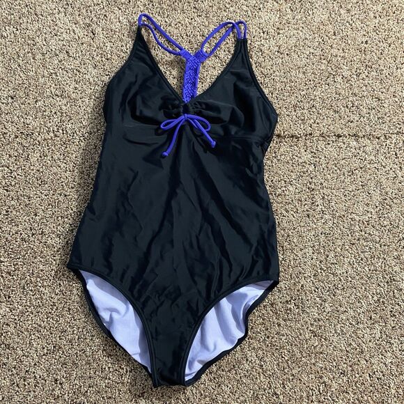 Prana Inez One Piece Swimsuit Black Open Back Women’s Medium - Picture 1 of 8